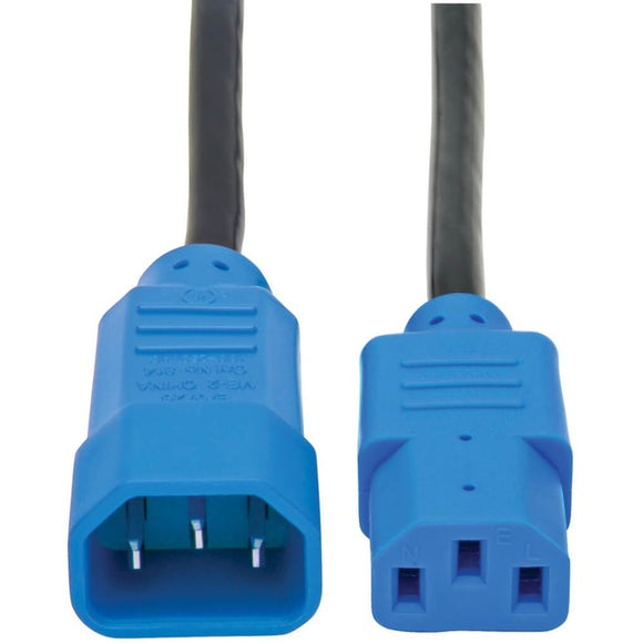 Tripp Lite Computer Power Extension Cord 10A 18AWG C14 to C13 Blue Plug 4ft