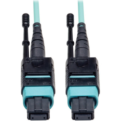 Tripp Lite 1M MTP / MPO Fiber Optic Patch Cable w/ Push Pull Tabs 12 Fiber 40Gbe OM3 Plenum Aqua 3' 3ft 1 Meter