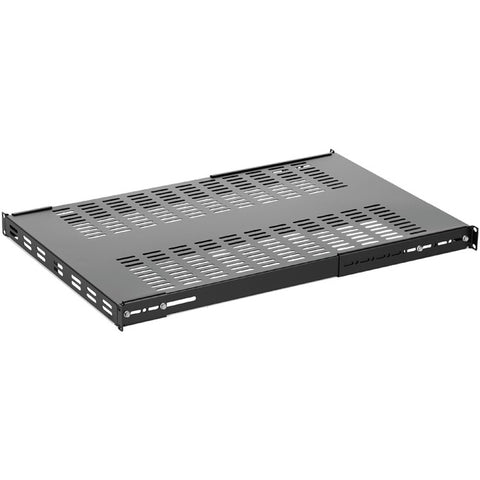 StarTech.com 1U 4-Post 19.5 to 38in Adjustable Mounting Depth Vented Rack Mount Shelf - Heavy Duty Fixed Rack Shelf - 330lbs / 150kg - 27.5in Deep~
