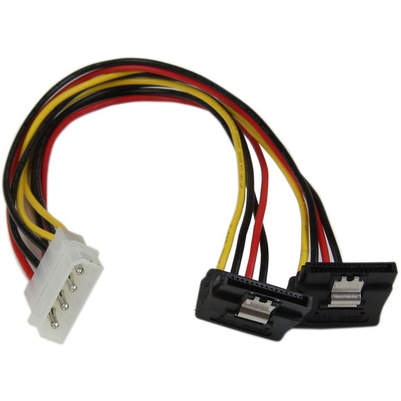 StarTech.com 12in LP4 to 2x Right Angle Latching SATA Power Y Cable Splitter - 4 Pin LP4 to Dual SATA