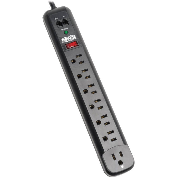 Tripp Lite by Eaton Protect It! 7-Outlet Surge Protector 6 ft. (1.83 m) Cord 1080 Joules Modem/Fax Protection Black Housing