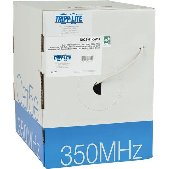 Tripp Lite 1000ft Cat5 / Cat5e Bulk Cable Solid CMR PVC 350MHz White 1000'
