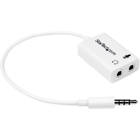 StarTech.com 3.5mm 4 Position to 2x 3 Position 3.5mm Headset Splitter Adapter M-F - White - SystemsDirect.com