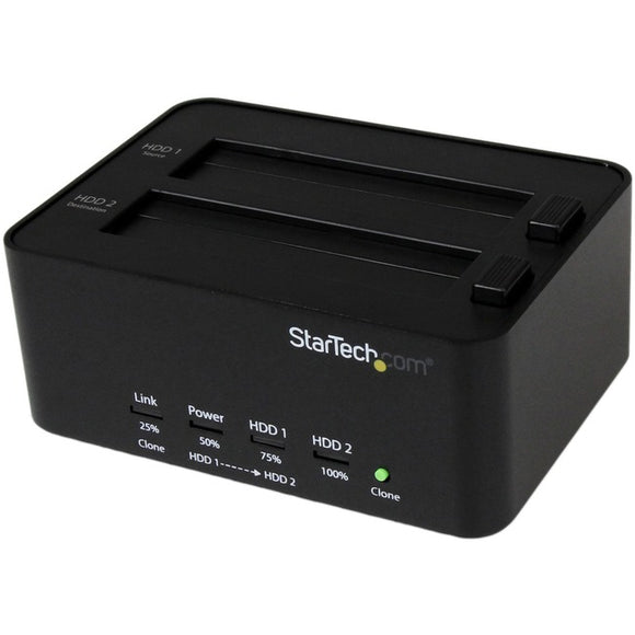 StarTech.com Dual Bay Hard Drive Duplicator and Eraser, Standalone SATA HDD/SSD Cloner and Disk Eraser, USB 3.0 to SATA Docking Station