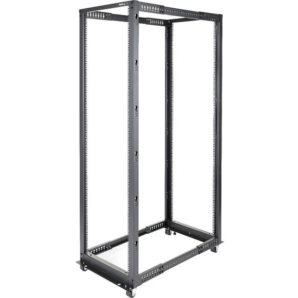 StarTech.com 42U Adjustable Depth Open Frame 4 Post Server Rack Cabinet - Flat Pack w/ Casters, Levelers and Cable Management Hooks