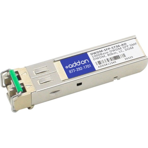 AddOn Cisco DWDM-SFP-5736 Compatible TAA Compliant 1000Base-DWDM 100GHz SFP Transceiver (SMF, 1557.36nm, 80km, LC, DOM)