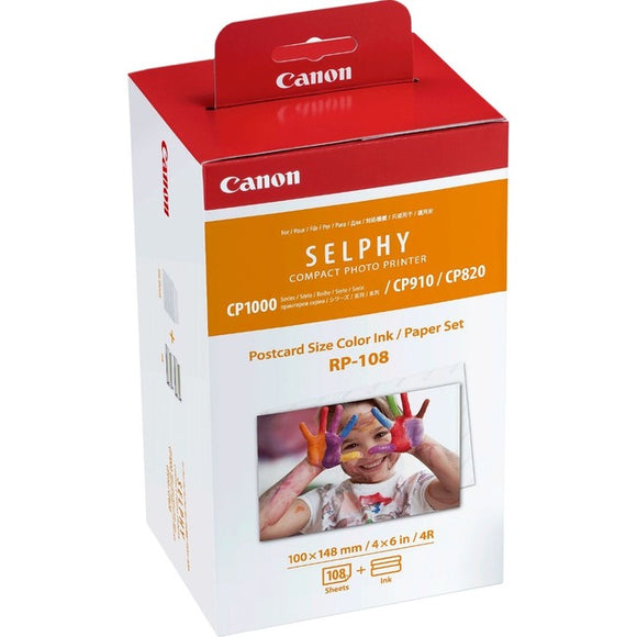 Canon Usa Color Ink/paper Set Rp-108,108 Sheets. Post Card Size.