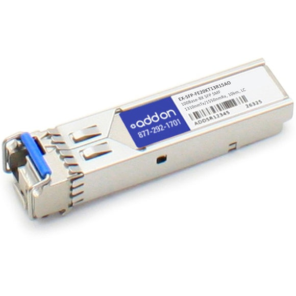 AddOn Juniper Networks EX-SFP-FE20KT13R15 Compatible TAA Compliant 100Base-BX SFP Transceiver (SMF, 1310nmTx/1550nmRx, 10km, LC)