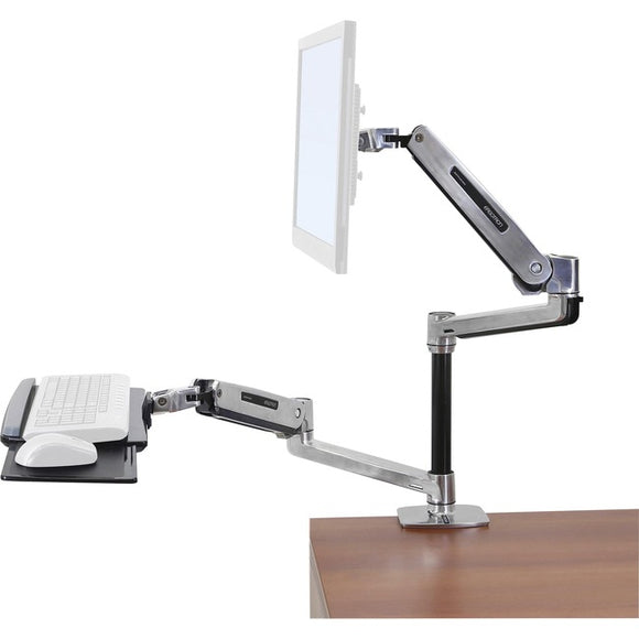 Ergotron WorkFit-LX Desk Mount for Flat Panel Display, Keyboard, Mouse - Polished Aluminum