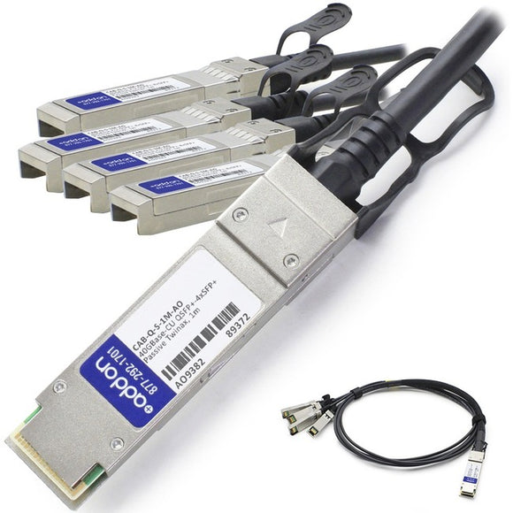 AddOn Arista Networks CAB-Q-S-1M Compatible TAA Compliant 40GBase-CU QSFP+ to 4xSFP+ Direct Attach Cable (Passive Twinax, 1m)
