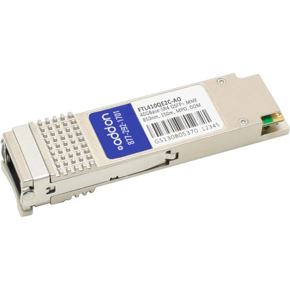 AddOn Finisar FTL410QE2C Compatible TAA Compliant 40GBase-SR4 QSFP+ Transceiver (MMF, 850nm, 150m, MPO, DOM)