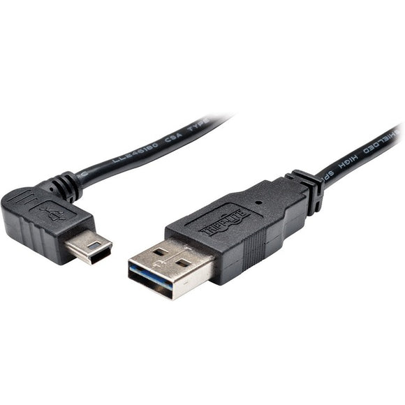 Tripp Lite 6ft USB 2.0 High Speed Cable Reversible A to Right Angle 5Pin Mini B M/M