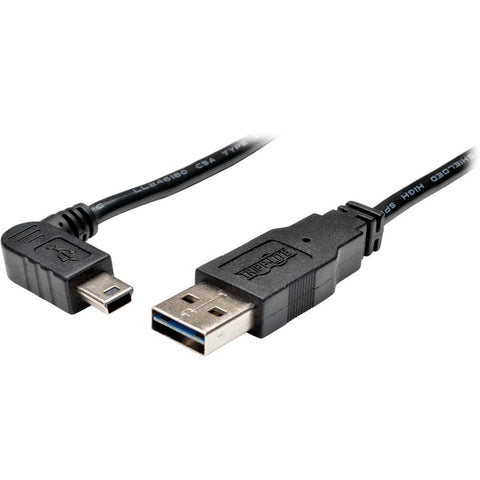 Tripp Lite 3ft USB 2.0 High Speed Cable Reversible A to Right Angle 5Pin Mini B M/M
