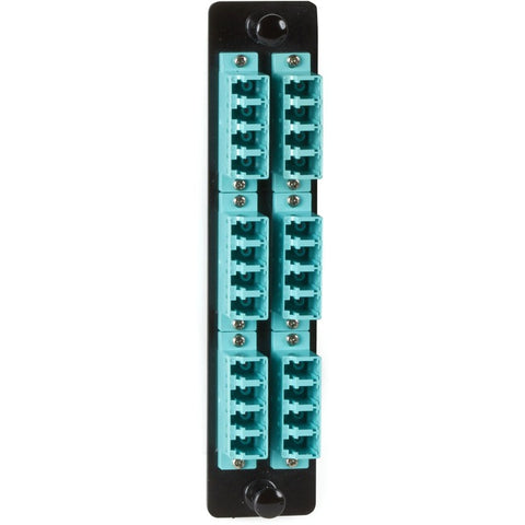 Black Box High-Density Adapter Panel, Ceramic Sleeves, (12) LC Duplex Pairs, Aqua