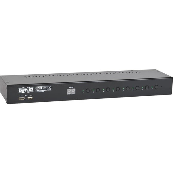 Tripp Lite 8-Port Rackmount DVI/USB KVM Switch w/ Audio & 2-Port USB Hub 1U