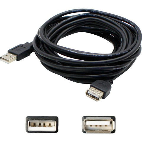 AddOn 5-Pack of 15ft USB 2.0 (A) Male to Female Black Cables