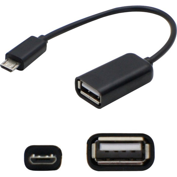 AddOn 5in Micro-USB 2.0 (B) Male to USB 2.0 (A) Female Black Cable