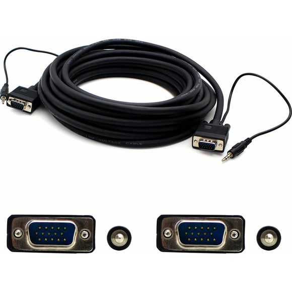 15ft VGA Male to VGA Male Black Cable Which Includes 3.5mm Audio Port For Resolution Up to 1920x1200 (WUXGA)