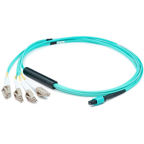 AddOn 15m MPO (Female) to 8xLC (Male) 8-Strand Aqua OM3 Fiber Fanout Cable
