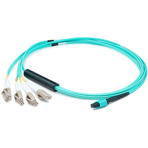 AddOn 5m MPO (Female) to 8xLC (Male) 8-Strand Aqua OM3 Fiber Fanout Cable