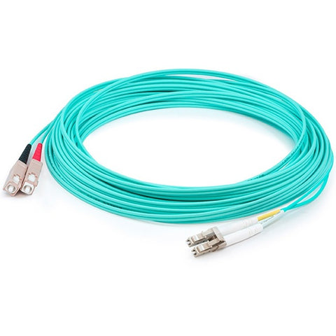 AddOn 10m LC (Male) to SC (Male) Aqua OM3 Duplex Fiber OFNR (Riser-Rated) Patch Cable