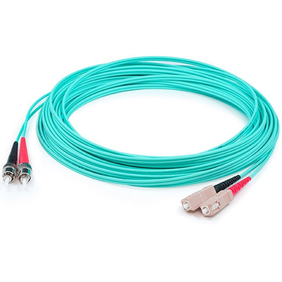 AddOn 1m SC (Male) to ST (Male) Aqua OM4 Duplex Fiber OFNR (Riser-Rated) Patch Cable