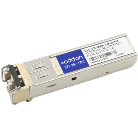 AddOn 10-Pack of Cisco GLC-SX-MM Compatible TAA Compliant 1000Base-SX SFP Transceiver (MMF, 850nm, 550m, LC)