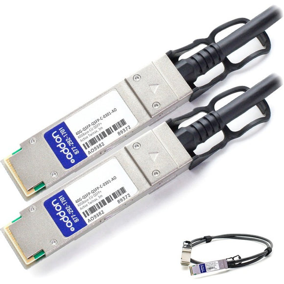 AddOn Brocade 40G-QSFP-QSFP-C-0301 Compatible TAA Compliant 40GBase-CU QSFP+ to QSFP+ Direct Attach Cable (Active Twinax, 3m)