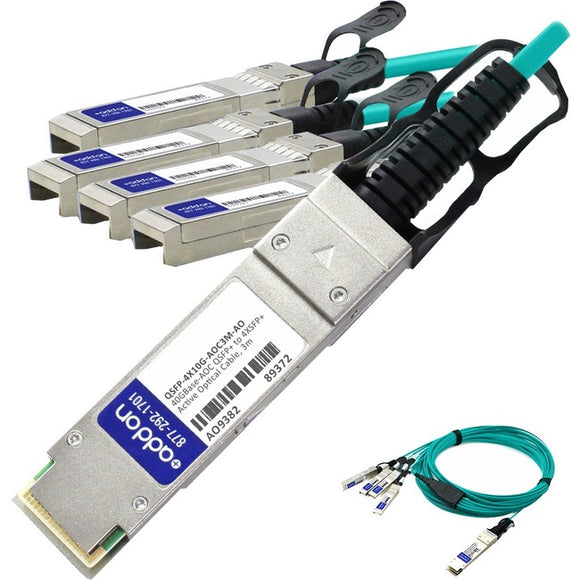 AddOn Cisco QSFP-4X10G-AOC3M Compatible TAA Compliant 40GBase-AOC QSFP+ to 4xSFP+ Direct Attach Cable (850nm, MMF, 3m)
