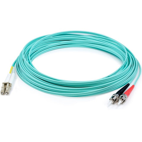 AddOn 10m LC (Male) to ST (Male) Aqua OM3 Duplex Fiber OFNR (Riser-Rated) Patch Cable