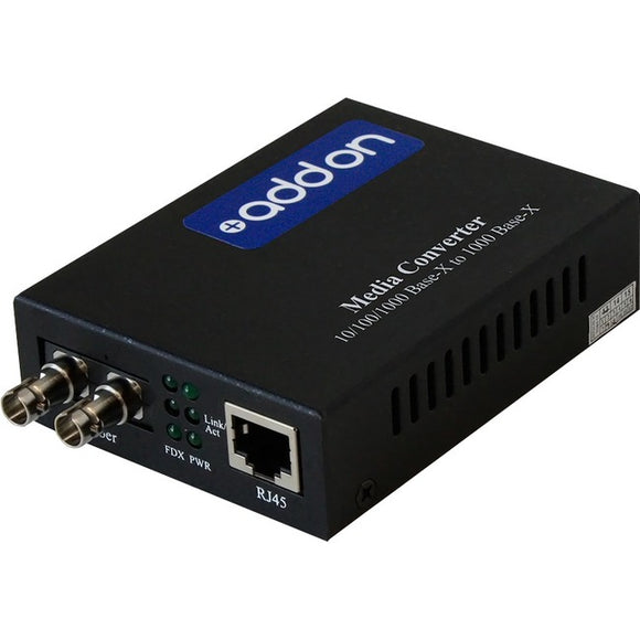 AddOn 10/100/1000Base-TX(RJ-45) to 1000Base-MX(ST) MMF 1310nm 2km Media Converter