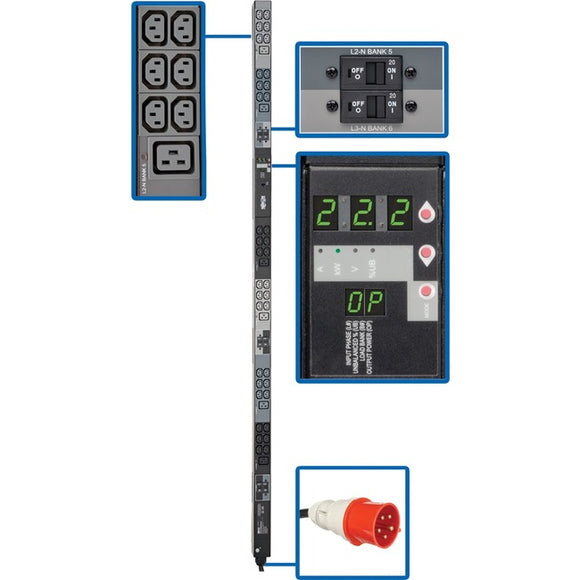 Tripp Lite PDU 3-Phase Metered 220/230V 22.2kW 32A IEC309 36 C13; 6 C19 0U