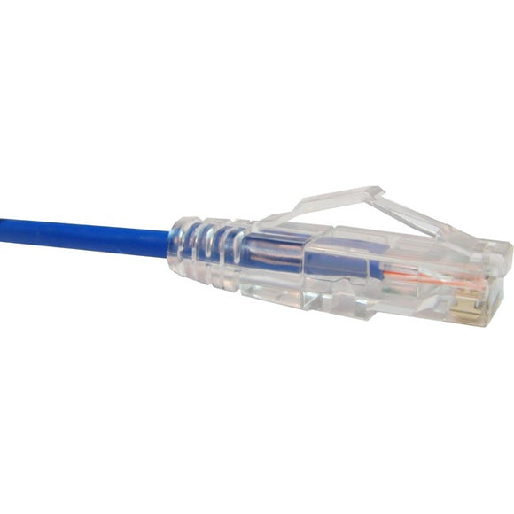 Unirise Clearfit Slim Cat6 Patch Cable, 28AWG, Snagless, Blue, 1ft
