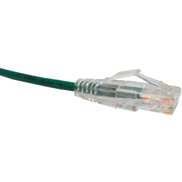 Unirise Clearfit Slim Cat6 Patch Cable, Snagless, Green, 1ft