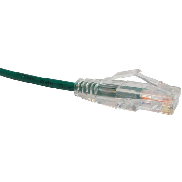 Unirise Clearfit Slim Cat6 Patch Cable, Snagless, Green, 7ft