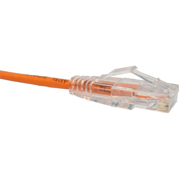 Unirise Clearfit Slim Cat6 Patch Cable, Snagless, Orange, 1ft