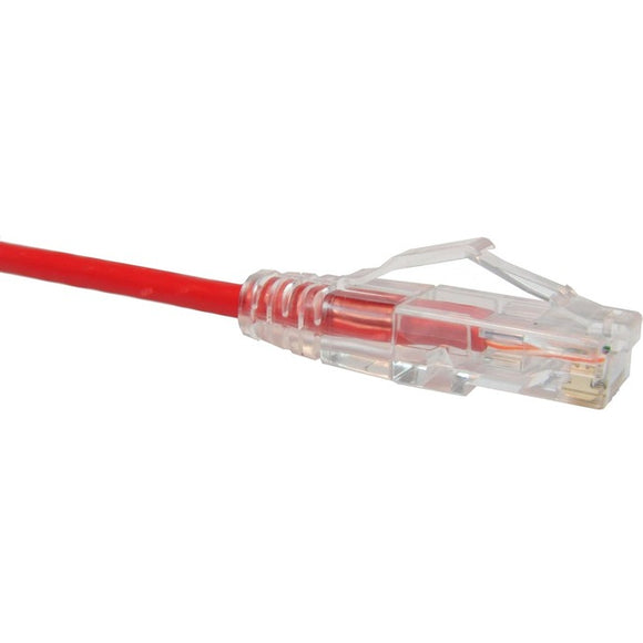 Unirise Clearfit Slim Cat6 Patch Cable, Snagless, Red, 1ft