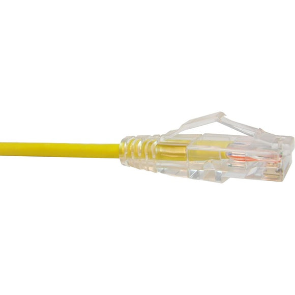 Unirise Clearfit Slim Cat6 Patch Cable, Snagless, Yellow, 2ft