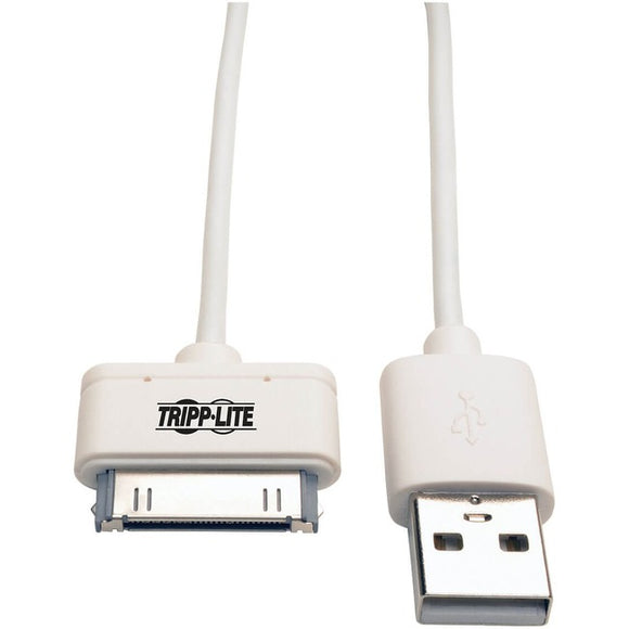 Tripp Lite 3ft USB/Sync Charge Cable 30-Pin Dock Connector for Apple White 3'