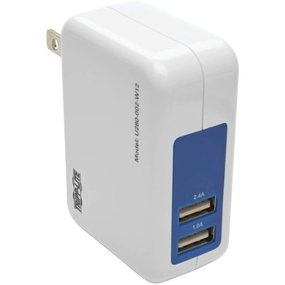 Tripp Lite Dual Port Travel USB Wall Charger Direct Plug-In 5V / 3.4A /17W
