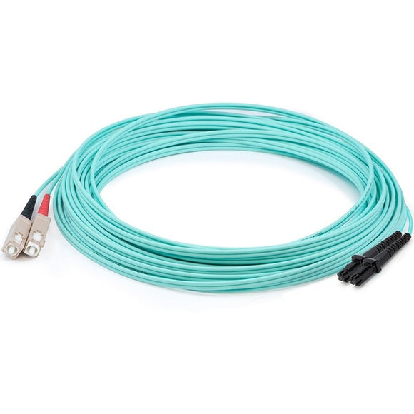 AddOn 10m MT-RJ (Male) to SC (Male) Aqua OM3 Duplex Fiber OFNR (Riser-Rated) Patch Cable