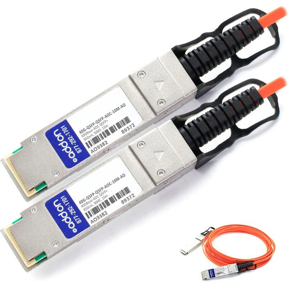 AddOn Brocade Compatible TAA Compliant 40GBase-AOC QSFP+ to QSFP+ Direct Attach Cable (850nm, MMF, 10m)