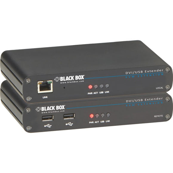 Black Box LRX Series KVM Extender - DVI-D, USB 2.0, RS232, Audio, Single-Access, CATx