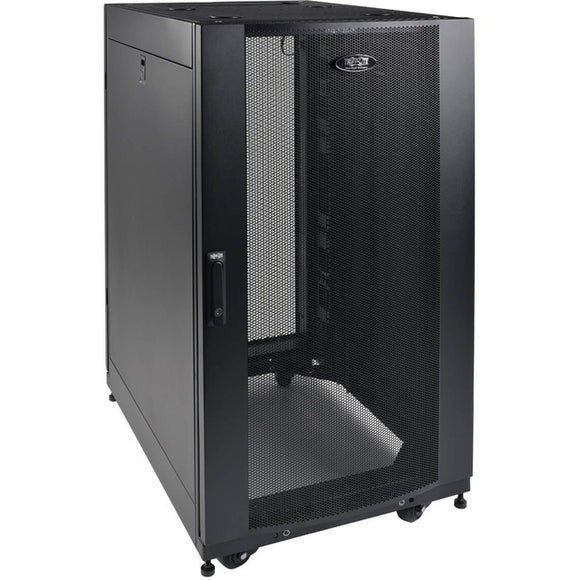 Tripp Lite 25U SmartRack Shallow-Depth Half-Height Rack Enclosure Doors Side Panels Heavy-Duty Casters