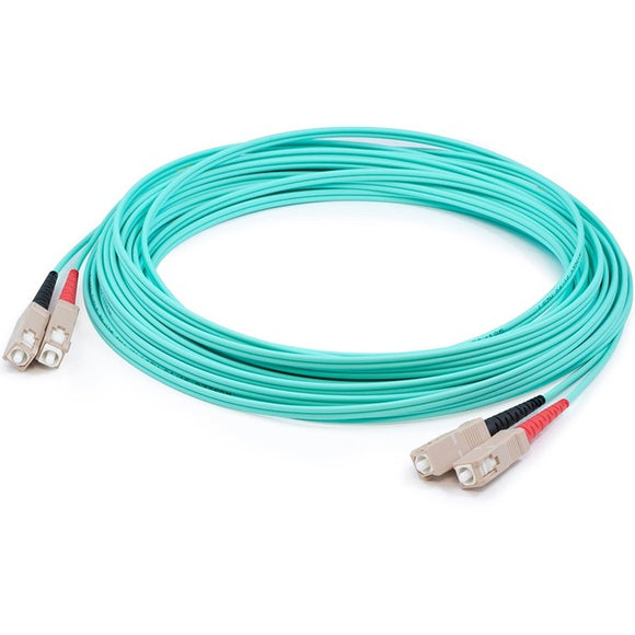 AddOn 25m SC (Male) to SC (Male) Aqua OM3 Duplex Fiber OFNR (Riser-Rated) Patch Cable