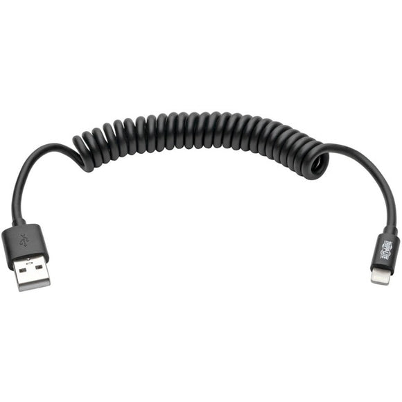 Tripp Lite 4ft Lightning USB/Sync Charge Coiled Cable for Apple Iphone / Ipad Black 4'