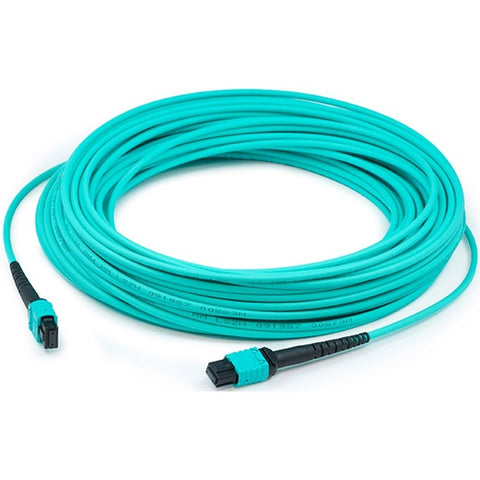 AddOn 6m MPO (Female) to MPO (Female) 12-Strand Aqua OM4 Crossover Fiber OFNR (Riser-Rated) Patch Cable