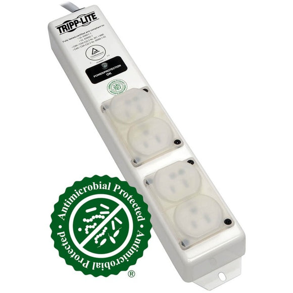 Tripp Lite Safe-IT Surge Protector Power Strip Hospital Medical Antimicrobial 4 Outlet 6' Cord