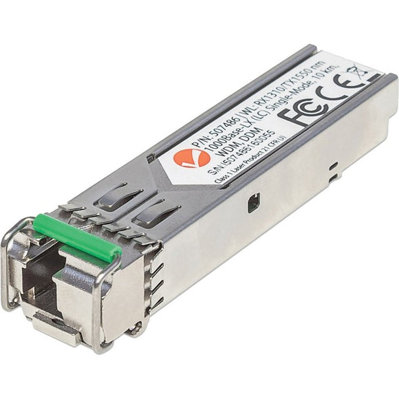 Intellinet Gigabit Fibre WDM Bi-Directional SFP Optical Transceiver Module, 1000Base-Lx (LC) Single-Mode Port, 10km, WDM (Rx1310/Tx1550), Fiber, Equivalent to Cisco GLC-BX-D, Three Year Warranty