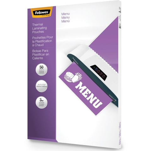 Fellowes Glossy Pouches - Menu, 3 mil, 50 pack